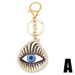 kca34-A Colored rhinestone devil's eye metal keychain pendant creative small gift bag pendant kca36