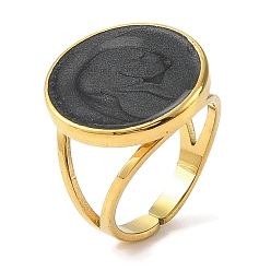 Настоящее золото 18K Ионное покрытие (ip) 304 эмалированные открытые манжеты из нержавеющей стали для женщин, круглые, реальный 18 k позолоченный, внутренний диаметр: регулируемый