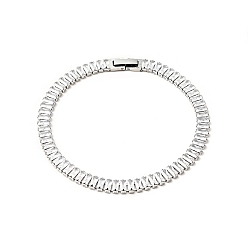 Stainless Steel Color Clear Cubic Zirconia Tennis Bracelet, 304 Stainless Steel Chain Bracelet for Women, Stainless Steel Color, 8-5/8 inch(22cm)