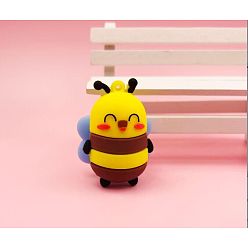 Bees Пластиковые подвески из ПВХ, стиль насекомых, Пчелы, 46x34.5x23.5 мм, отверстие : 3.5 мм