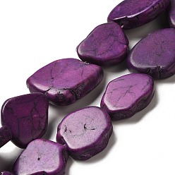 Purple Synthetic Turquoise Dyed Beads Strands, Nuggets, Purple, 22~32x19~26.5x6~10mm, Hole: 1.2mm, about 15~16pcs/strand, 15.83~16.34''(40.2~41.5cm)