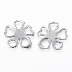 Stainless Steel Color 304 Stainless Steel Filigree Joiners, Flower, Stainless Steel Color, 26.5x25x1.5mm, Hole: 5~7mm