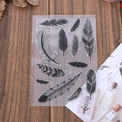 Feather Clear Plastic Stamps, for DIY Scrapbooking, Photo Album Decorative, Cards Making, Stamp Sheets, Feather, 160x110mm