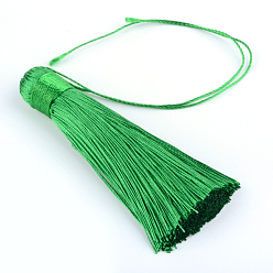 Green Polyester Tassel Pendant Decorations, Green, 77~81x12~13mm