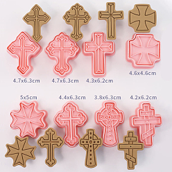 Pink 8Pcs 8 Styles Easter Theme Plastic Cookie Cutters, Cookies Moulds, DIY Biscuit Baking Tools, Cross Mixed Shapes, Pink, 46~63x46~47x20mm, 1pc/style