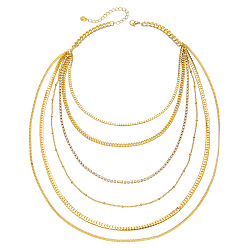 Золотой Многослойные ожерелья из сплава для женщин, золотые, 15.75 дюйм (40 см)