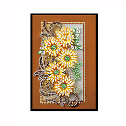Flower DIY Diamond Painting Notebook Kits, including Resin Rhinestones, Diamond Sticky Pen, Tray Plate and Glue Clay, Flower, 210x145mm