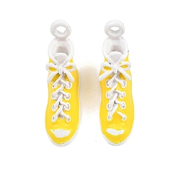 Желтый Подвески из эмали и сплава, стойки покрытие, обувь прелести, окрашеные, без кадмия, без никеля и без свинца, желтые, 15.5x7x20 мм, отверстие : 1.8 мм
