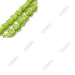 Amarillo de Verde 10 piezas de cuentas de Murano hechas a mano, desigual, flor, verde amarillo, 13.5~14x14.5~15x7~8 mm, agujero: 1.4 mm