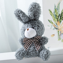Gray Cute Plush PP Cotton Rabbit Doll Pendant Decorations, with Alloy Findings, for Keychain Bag Hanging Decoration, Gray, 10cm