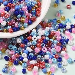 Colorful Opaque & Transparent Inside Colours Glass Seed Beads, Round Hole, Round, Colorful, 2.5~3.5x1.5~2.5mm, Hole: 1mm, about 13235Pcs/pound