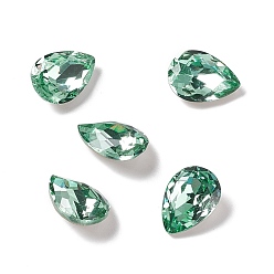 Light Azore K9 Glass Rhinestone Cabochons, Pointed Back & Back Plated, Teardrop, Light Azore, 14x10x5.5mm