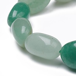 Green Aventurine Natural Green Aventurine Stretch Beaded Bracelets, Tumbled Stone, Nuggets, 2 inch~2-1/8 inch(5~5.4cm), Beads: 10~15x10~11x6~9mm