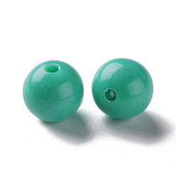 Vert De Mer Clair Perles acryliques opaques, ronde, vert de mer clair, 12x11mm, Trou: 1.8mm, environ566 pcs / 500 g