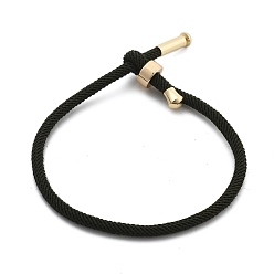 Черный Браслеты хлопок шнур, с латунной найти, долговечный, реальный 24 k позолоченный, чёрные, 8-1/2 дюйм (21.5 см) ~ 9 дюйм (23 см)