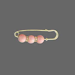 Misty Rose Imitation Pearl Safety Pin Brooches, Alloy Rhinestone Waist Pants Extender for Women, Golden, Misty Rose, 58mm