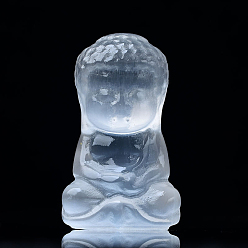 Selenite Buddha Natural Selenite Figurines, Reiki Energy Stone Display Decorations, for Home Feng Shui Ornament, 30~40x45~50x75~85mm