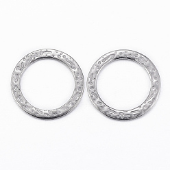 Stainless Steel Color 304 Stainless Steel Linking Rings, Round Ring, Bumpy, Stainless Steel Color, 15x1mm, about 11mm inner diameter