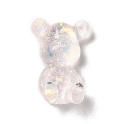 Снежный Прозрачные смолы кабошоны, 3d блестящий медведь, снег, 28x19x11 мм