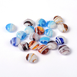 Mixed Color Handmade Lampwork Beads, Flat Round, Mixed Color, 16mm in diameter, hole: 2mm