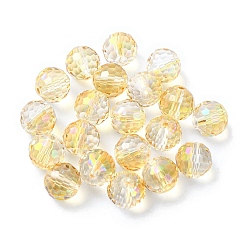 Clear AB Color Plated Glass Beads, Faceted Round, Clear, 10x9mm, Hole: 1.5mm