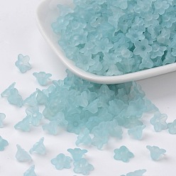 Светло-Синий Прозрачные акриловые бусины, цветок, матовые, голубой, 10x5 мм, отверстие : 1 мм, Около 420 шт / 50 г