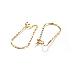 Golden 304 Stainless Steel Hoop Earrings, Golden, 21 Gauge, 25x11x0.7mm