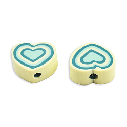 Зеленый Бусины из полимерной глины , сердце, зелёные, 8~10x9~10.5x4~5 мм, отверстие : 1.2 мм