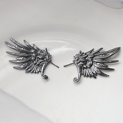 Gunmetal Brass Head Pins, for Ghost Witch Baroque Pearl Making, Angel Wing, Gunmetal, 24x37mm
