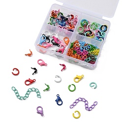 Mixed Color DIY Jewelry Making Finding Kit, Including Iron Bead Tips & Curb Chain Extender & Jump Rings, Alloy Lobster Claw Clasps, Mixed Color, 120Pcs/box