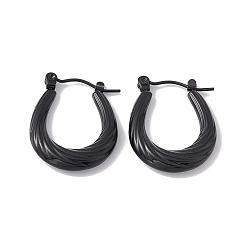 Electrophoresis Black 304 Серьги-кольца в форме капли из нержавеющей стали с ионным покрытием (IP) для женщин, электрофорез черный, 22.5x18.5x4 мм, штифты : 0.7 мм