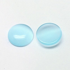 Pale Turquoise Cat Eye Cabochons, Half Round, Pale Turquoise, 10x3.5~3.8mm