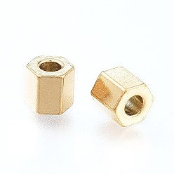 Golden Ion Plating(IP) 304 Stainless Steel Spacer Beads, Hexagon, Golden, 4x4x4mm, Hole: 1.8mm
