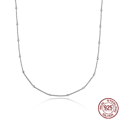 Platinum 925 Sterling Silver Satellite Chains Necklaces, Platinum, 15.75 inch(40cm)