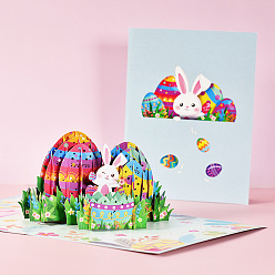 Colorful Rectangle 3D Easter Egg Pop Up Paper Greeting Card,  Easter Day Invitation Card, Colorful, 200x150mm