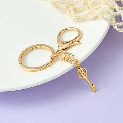 Letter B 304 Stainless Steel Initial Letter Key Charm Keychains, with Alloy Clasp, Golden, Letter B, 8.8cm