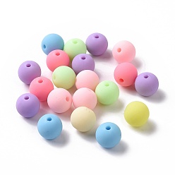 Mixed Color Spray Painted Acrylic Beads, Rubberized Style, Round, Mixed Color, 16.5x16mm, Hole: 2mm, about 217pcs/500g