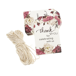 Rectangle Бумажные подарочные бирки на тему благодарения, пеньковой мозга, прямоугольник, веревка: 5 м, теги: 25шт/мешок