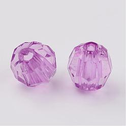 Plum Transparent Acrylic Beads, Faceted, Round, Plum, 8mm, Hole: 1.5mm, about 1800pcs/500g