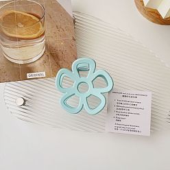 Hollowed-out flower, sky blue Chic Flower Hair Clip with Matte Finish and Cutout Design for Elegant Updos
