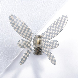 Gray Butterfly PVC Plastic Claw Hair Clips, for Women Girls, Gray, 97x118x55mm