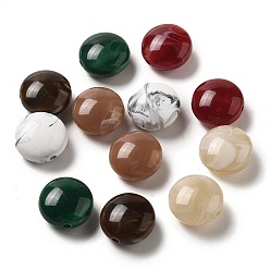 Mixed Color Opaque Acrylic Beads, Round, Mixed Color, 16.5x9.5mm, Hole: 2mm, about 326pcs/500g