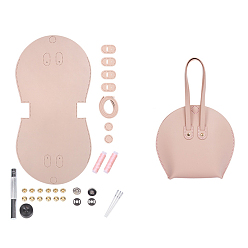 Pink DIY Purse Making Kit, Including Cowhide Leather Bag Accessories, Iron Needles, Snap Buttons, Screw Sets, Carbon Steel Puncher & Chassis, Pink, 32.5cm
