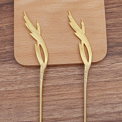 Золотой Палочки для волос из сплава в форме пера, золотые, 160x16 мм