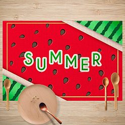 Watermelon Summer Theme Linen Placemats, Oilproof Anti-fouling Hot Pads, for Cooking Baking, Watermelon Pattern, 300x450mm
