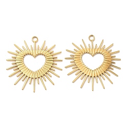 Настоящее золото 18K 304 подвески из нержавеющей стали, шарма сердца, реальный 18 k позолоченный, 36x35x2 мм, отверстие : 3 мм