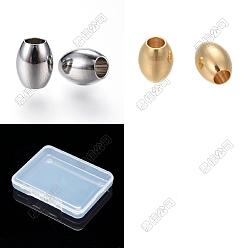 Mixed Color 80Pcs 2 Colors 201 Stainless Steel Beads, Barrel, Mixed Color, 5x4mm, Hole: 2mm, 40pcs/color