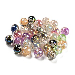 Mixed Color Transparent Acrylic Beads, with Gradient Color, Gold Foil Inside, Round, Mixed Color, 16x15.5mm, Hole: 2mm