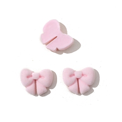 Pink Flocking Resin Cabochons, Bowknot, Pink, 17x20mm
