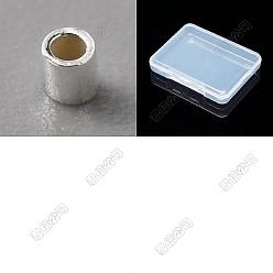 Argent 90pcs 925 perles d'espacement en argent sterling, colonne, argenterie, 1.4x1.2mm, Trou: 0.6mm
